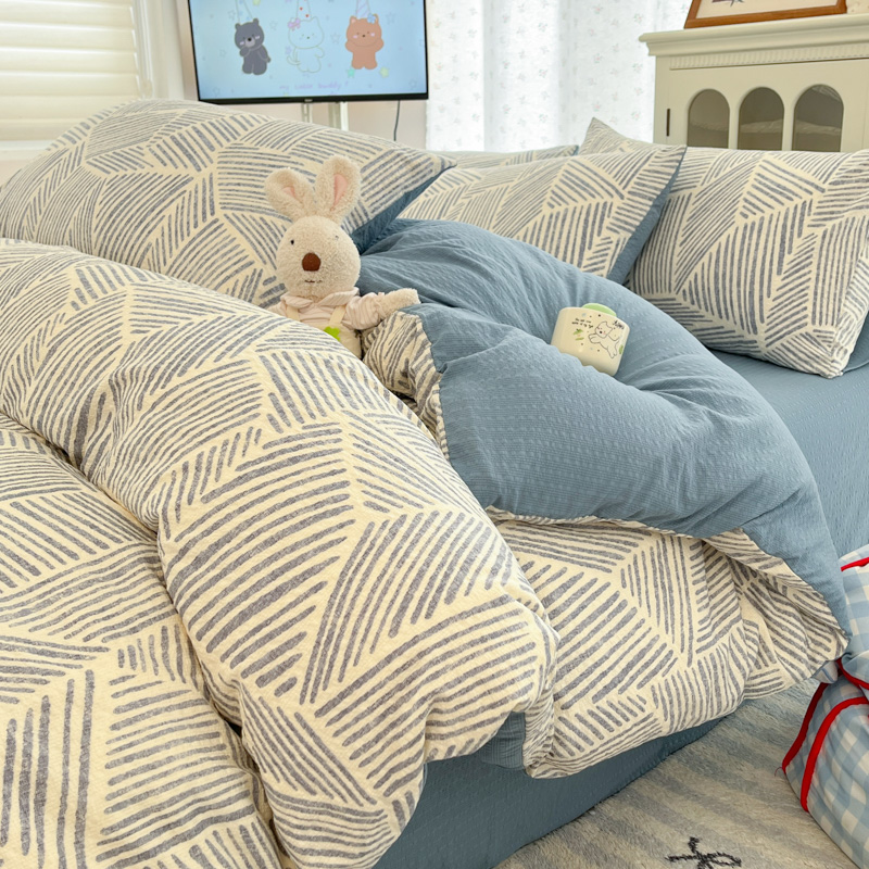 高克重泡泡紗四件套泡芙紗