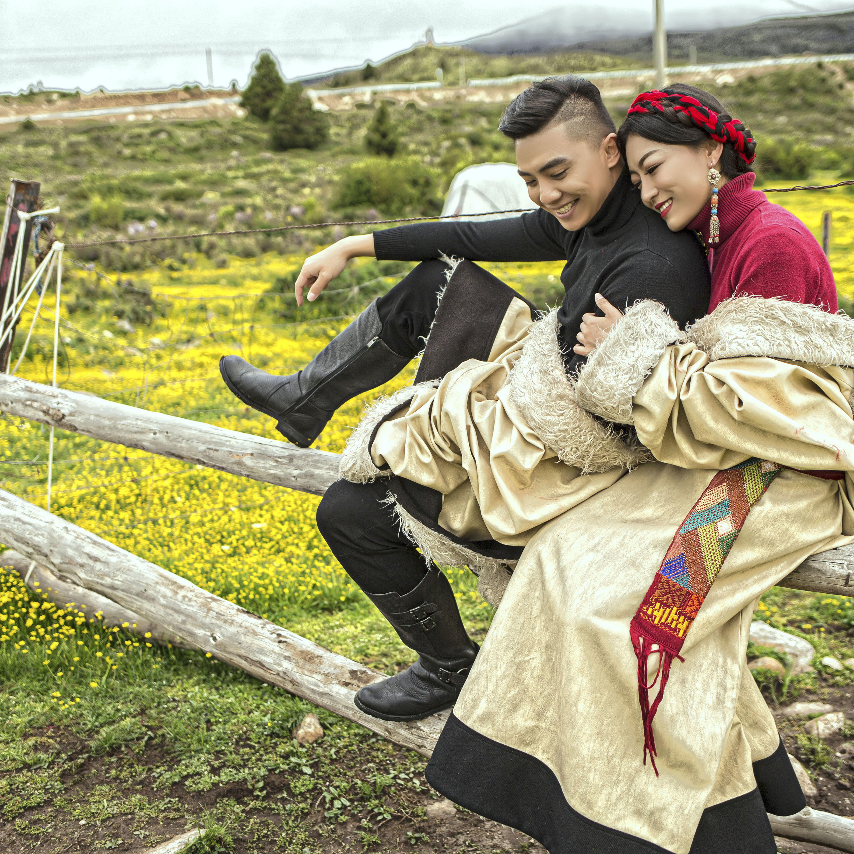 藏装婚纱照，塔公婚纱照，