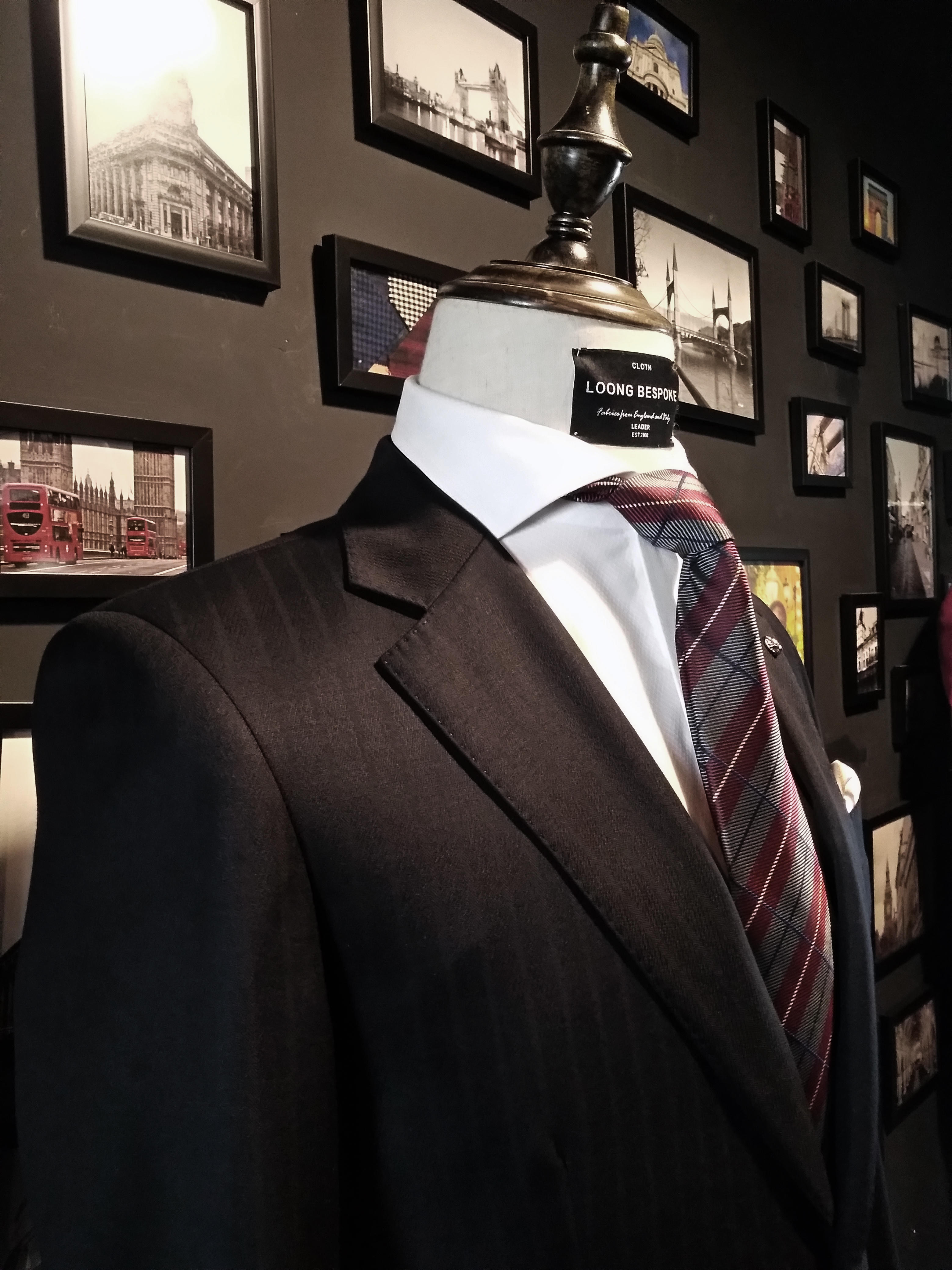 新款黑色条纹纯羊毛西服租赁 新娘新郎父亲装租赁