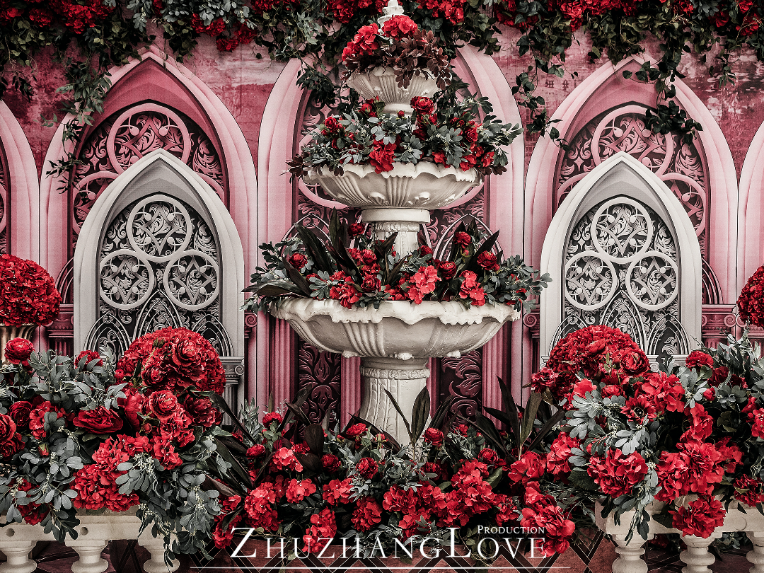 复古欧式红色婚礼富华大酒店