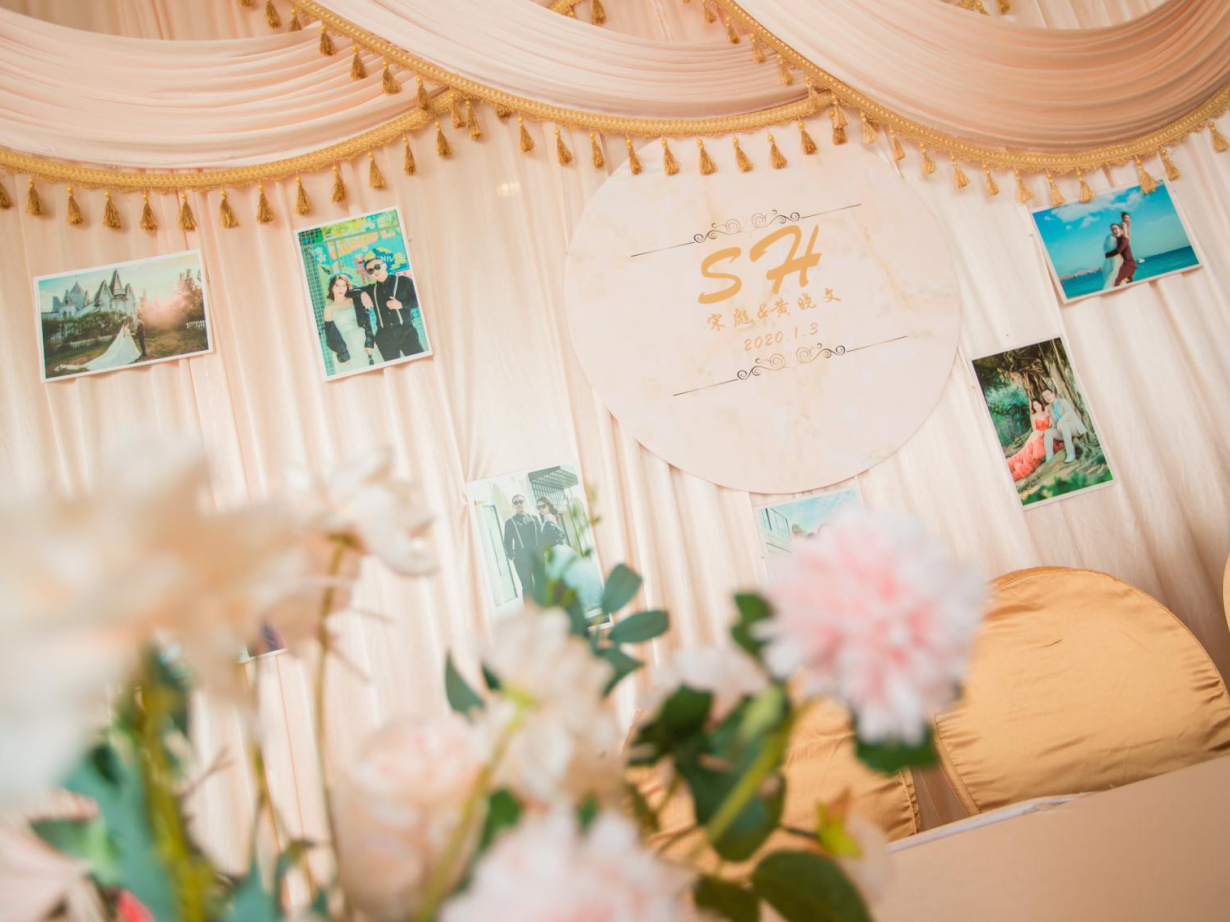 禧度婚礼/香槟色小型简约唯美婚礼布置+两大金刚