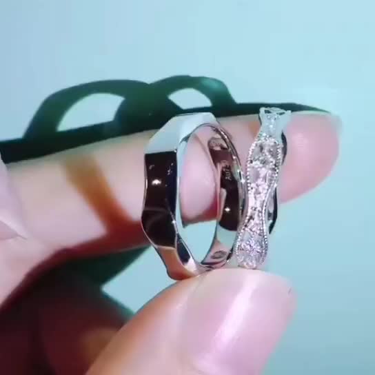 南昌关于爱-复古露珠18K金钻石对戒