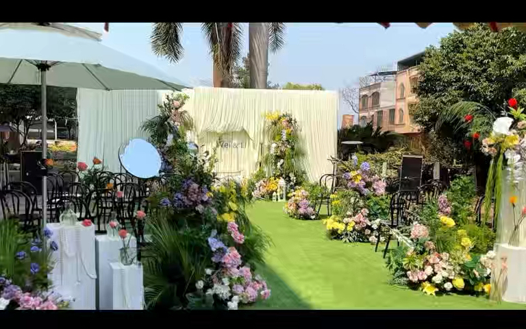 自然风光中的韩式浪漫婚礼仪式