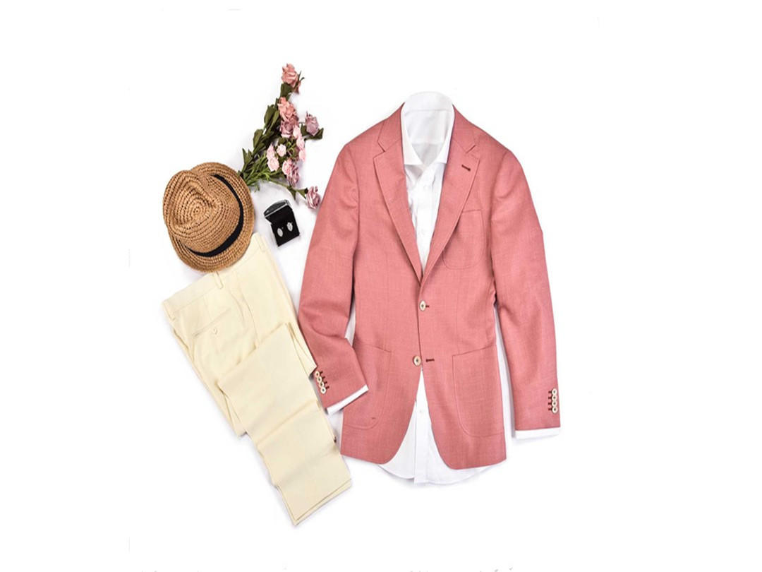【伽品绅士】粉色休闲西装套装
