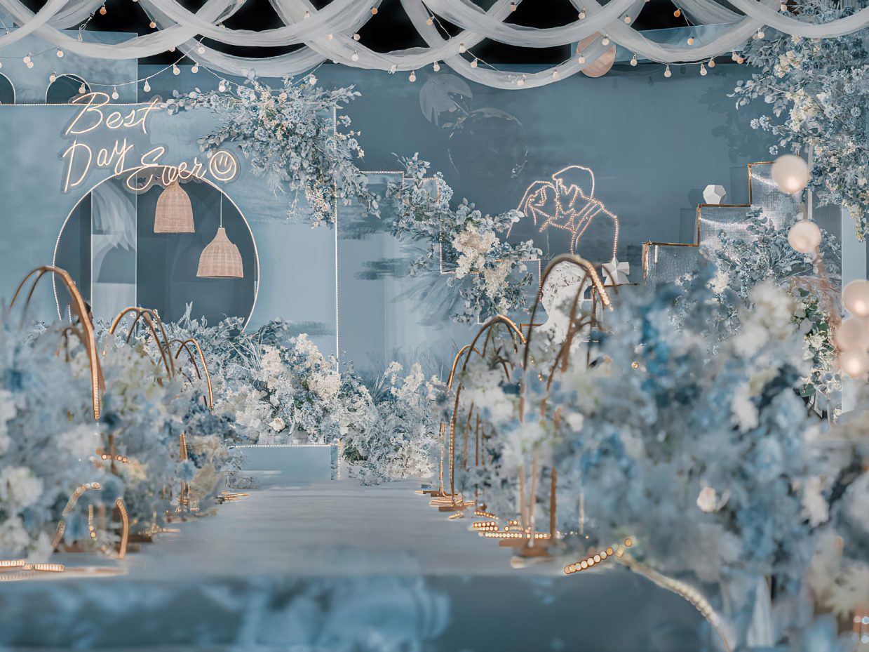 莫兰迪蓝色系#倾城伊人全新婚礼设计