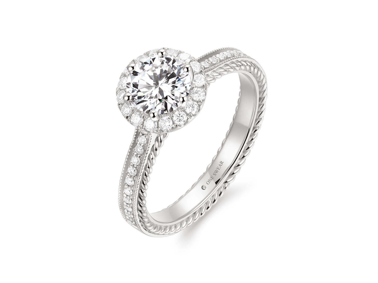 梵誓-莎翁情思 简约欧式滚珠K金/铂金订婚钻戒