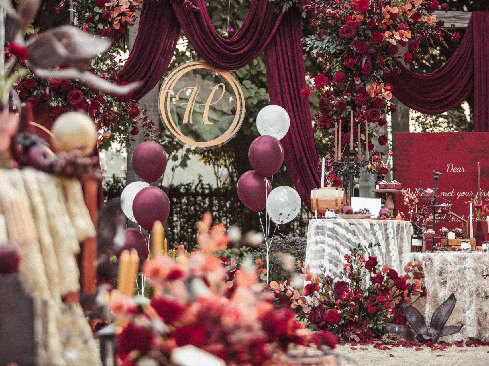 【慕绮婚礼】户外酒红喜庆复古婚礼