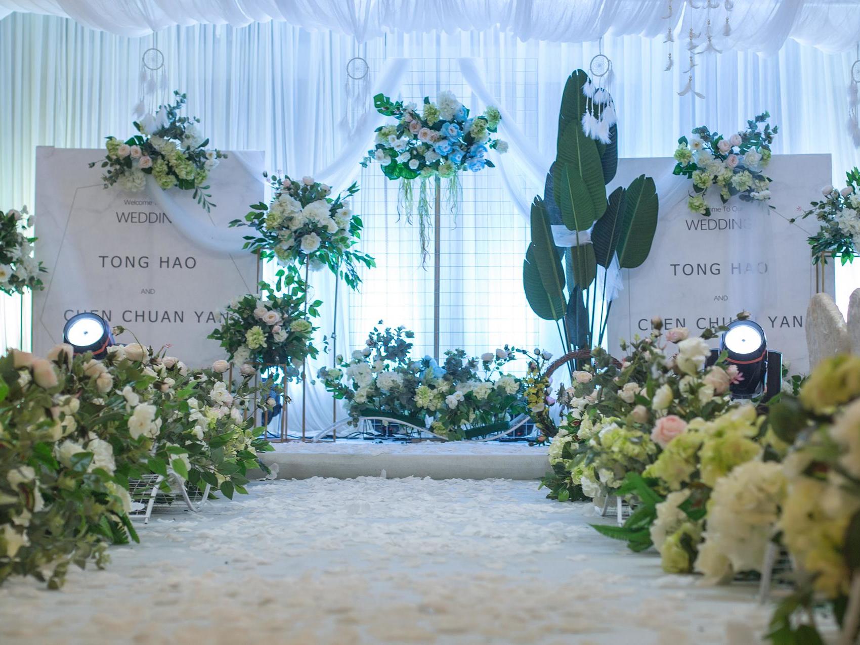 小清新白绿色森系主题婚礼