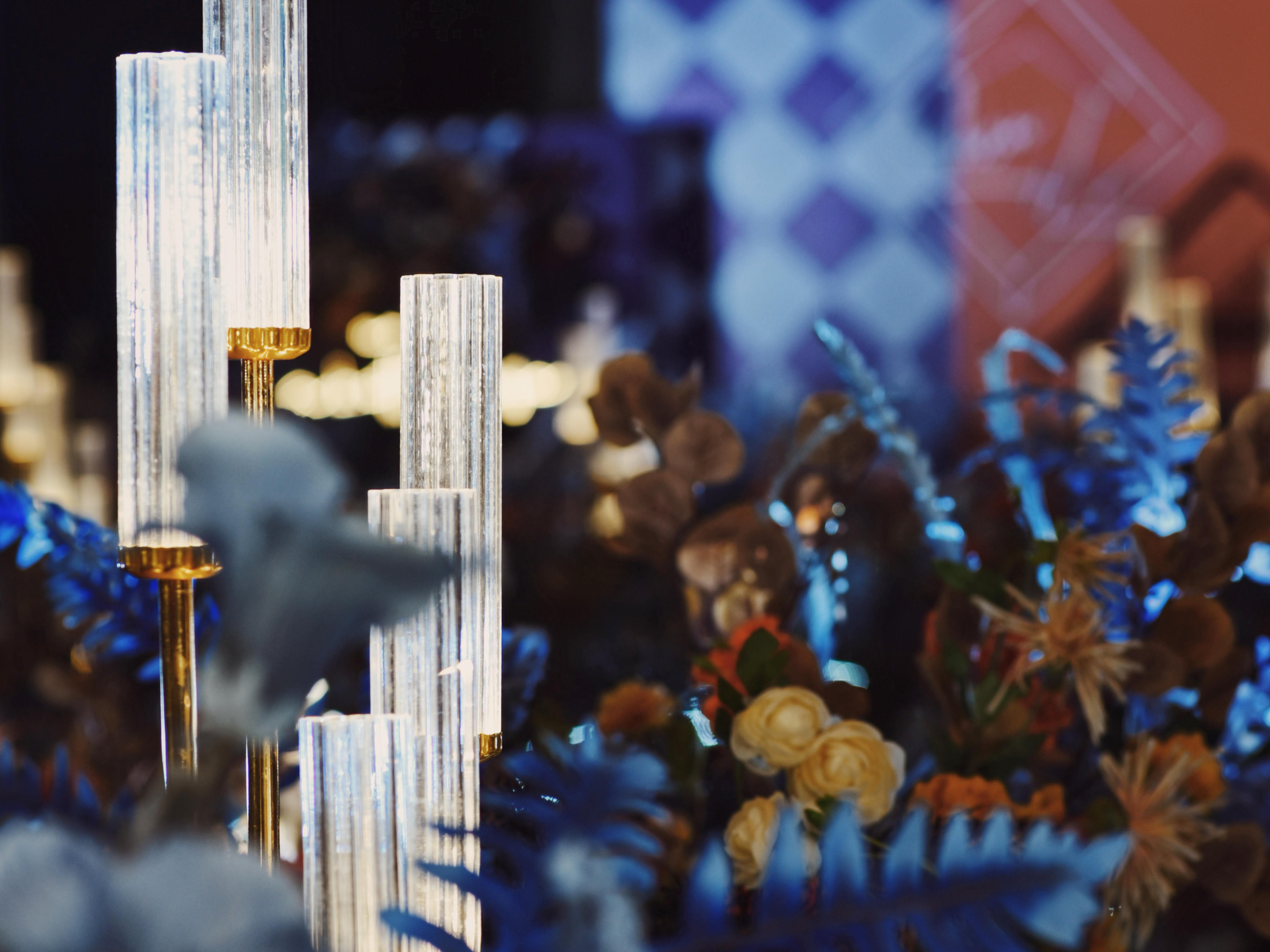 「祯乐」蓝橙色撞色大吊顶婚礼