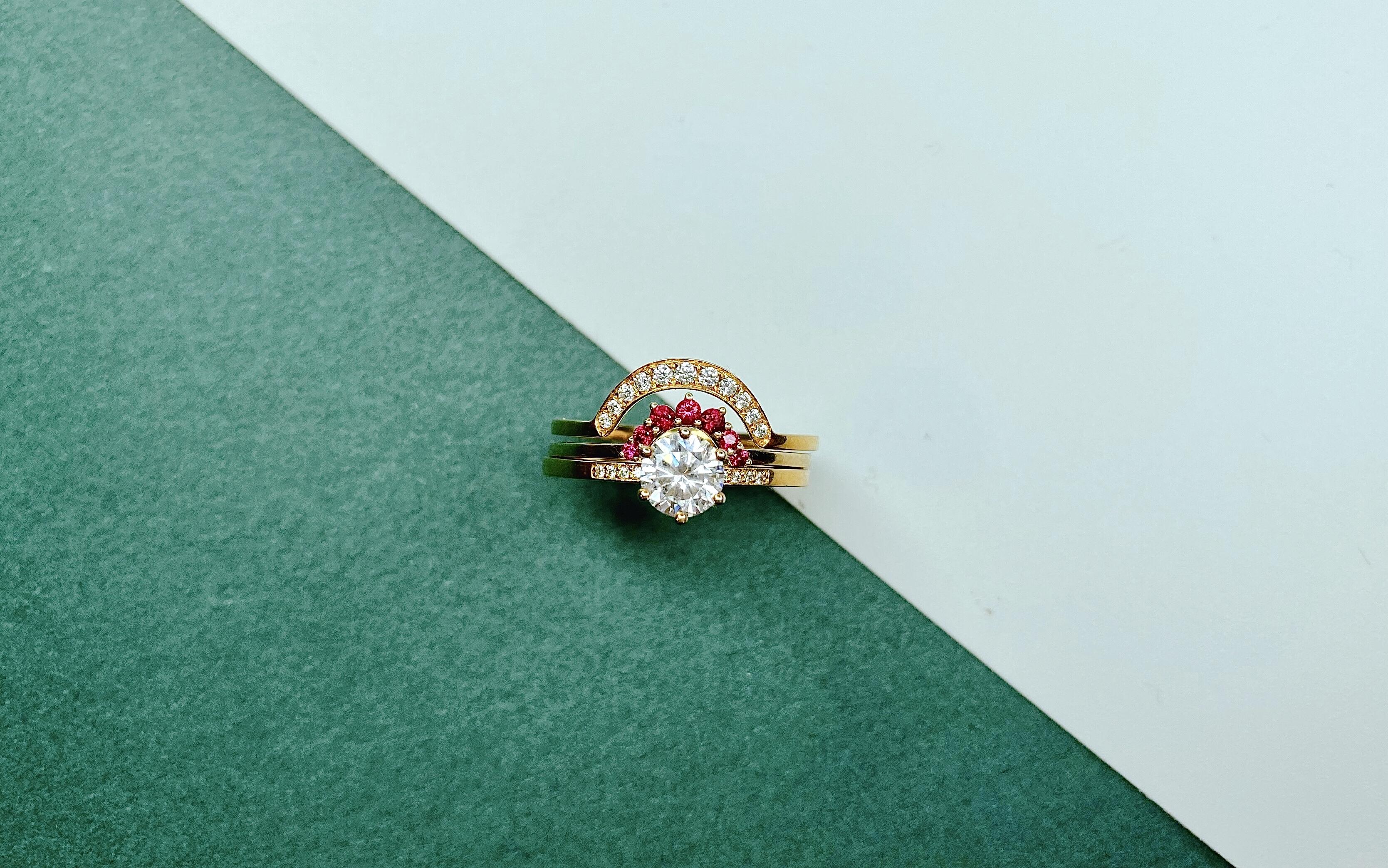 日月/Sun&Moon 叠戴50分求婚订婚钻戒
