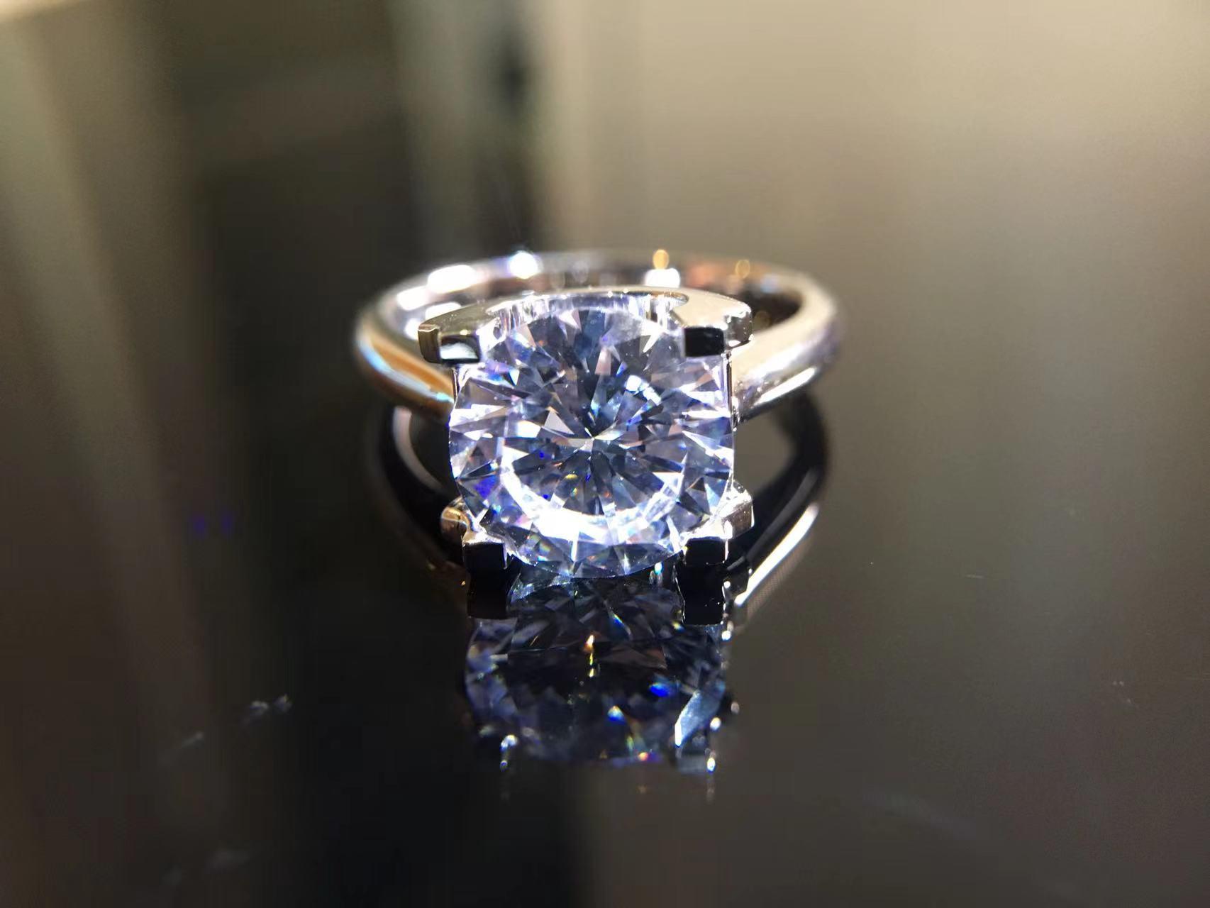 非梵钰禧｜18K白3克拉牛头简约四爪求婚钻戒女戒