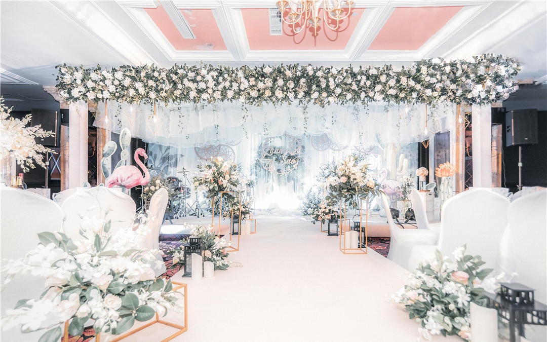 白绿色系森系小清新婚礼会场