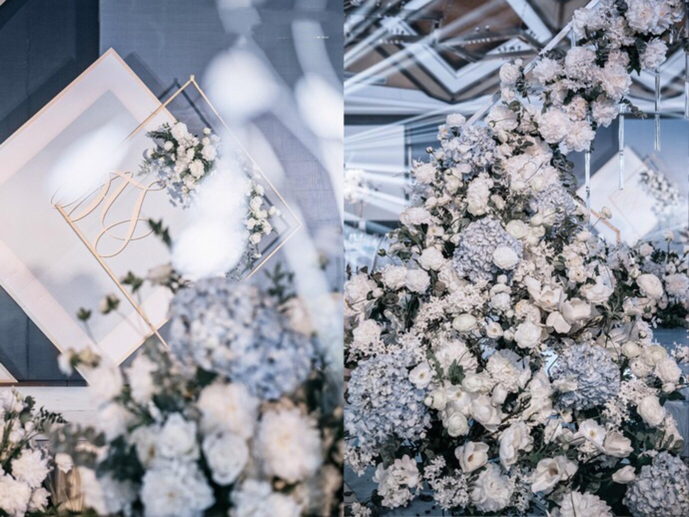 莫兰迪蓝色+全场花艺装饰