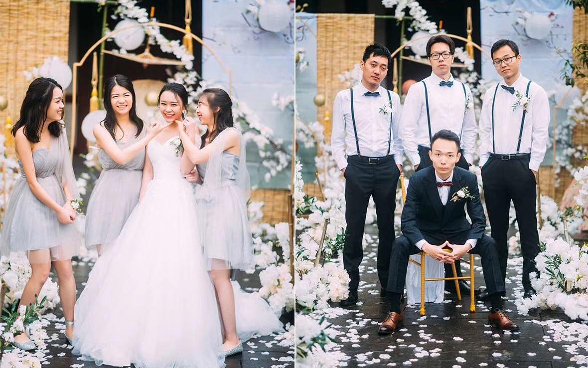 夏季户外婚礼、背带款伴郎服-客片展示