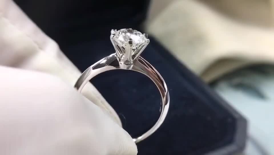 GIA 50分 简约经典六爪求婚订婚结婚钻戒
