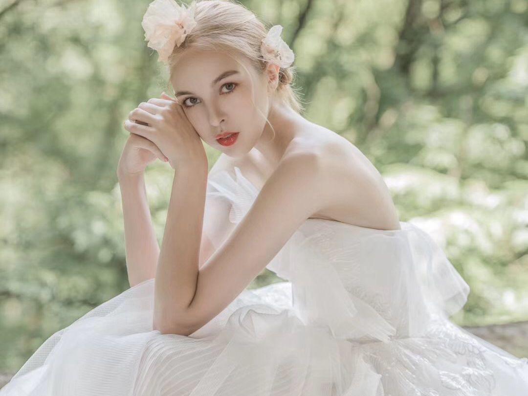 小清新森系出门纱 轻纱系列少女风齐地白纱