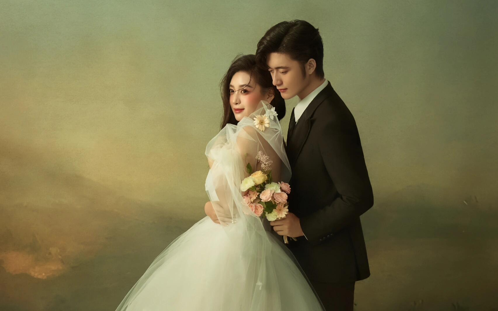 一眼沦陷的复古油画婚纱照