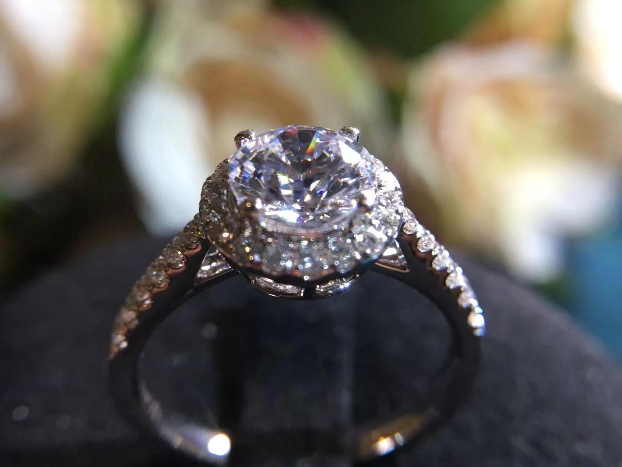 非梵钰禧｜18K白金圆石四爪空托八星八箭结婚订婚