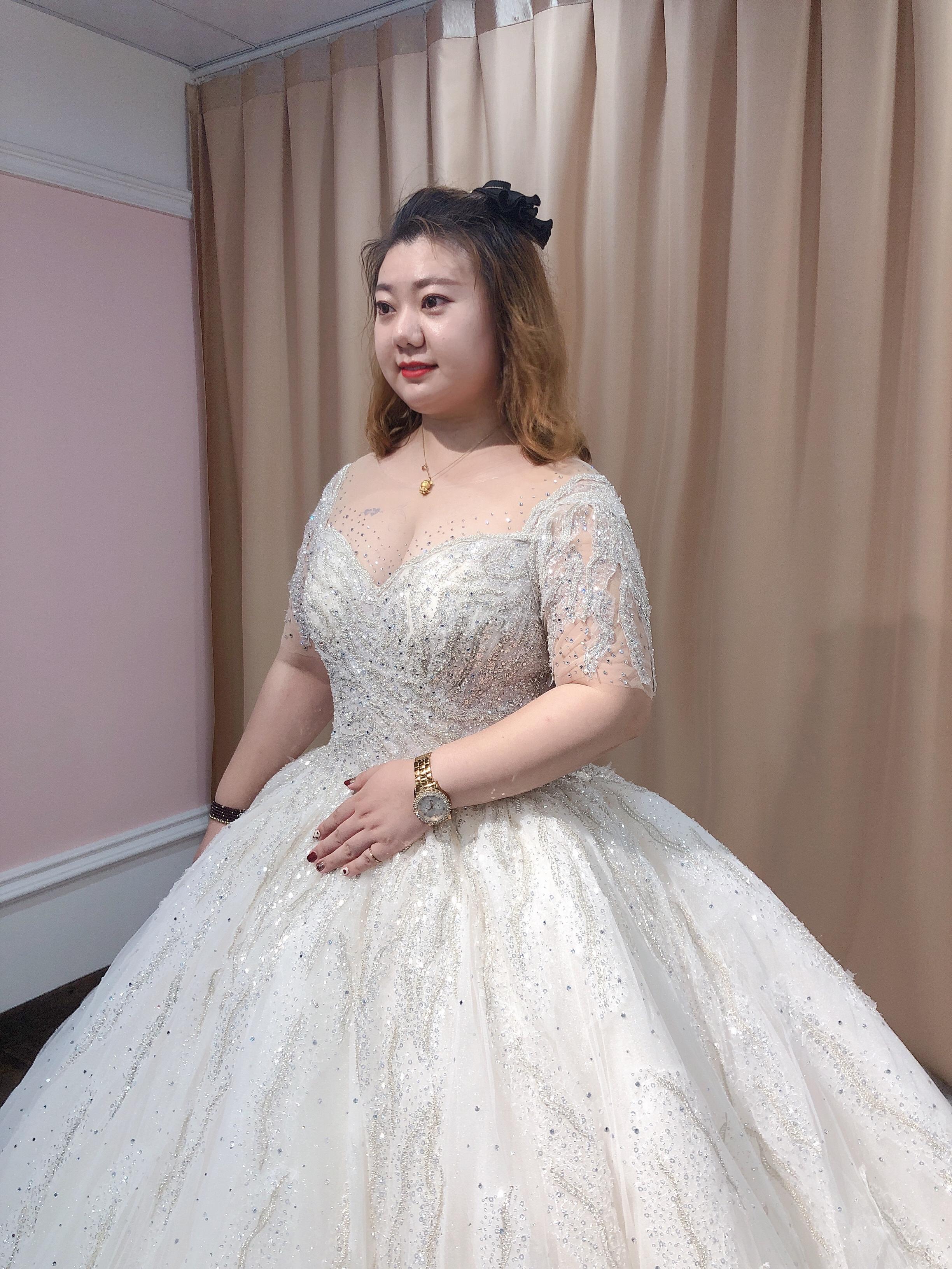 贵妃甄选大码加肥蓝色梦幻婚纱组合套系