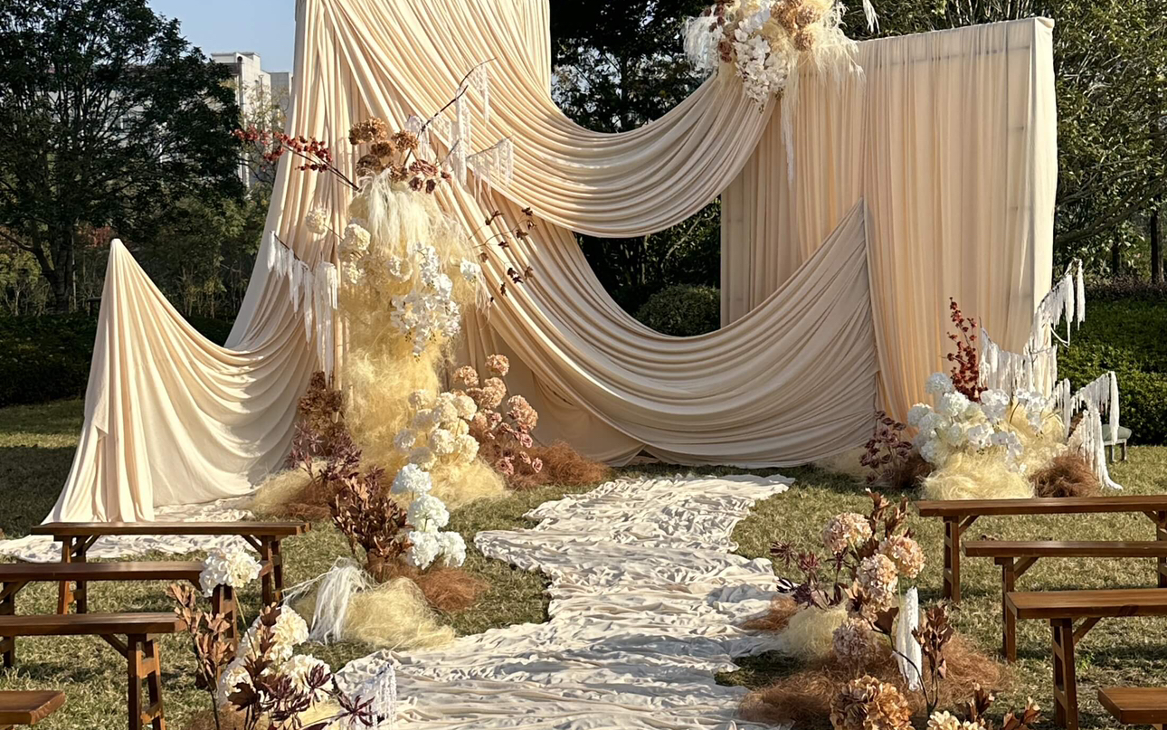 【圣菲婚禮】奶油布幔溫柔戶外婚禮