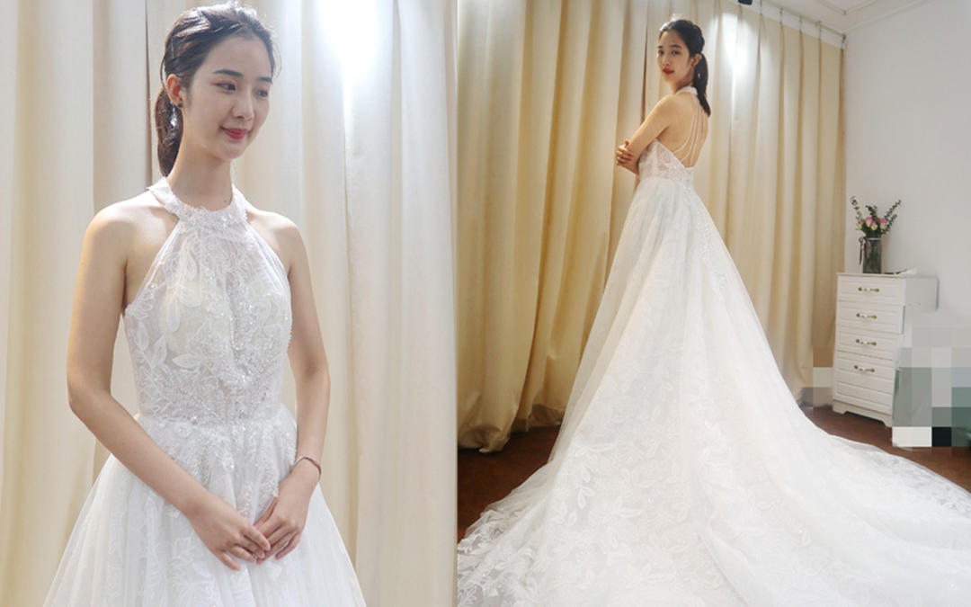 2019新款 小清晰 轻纱 拖尾