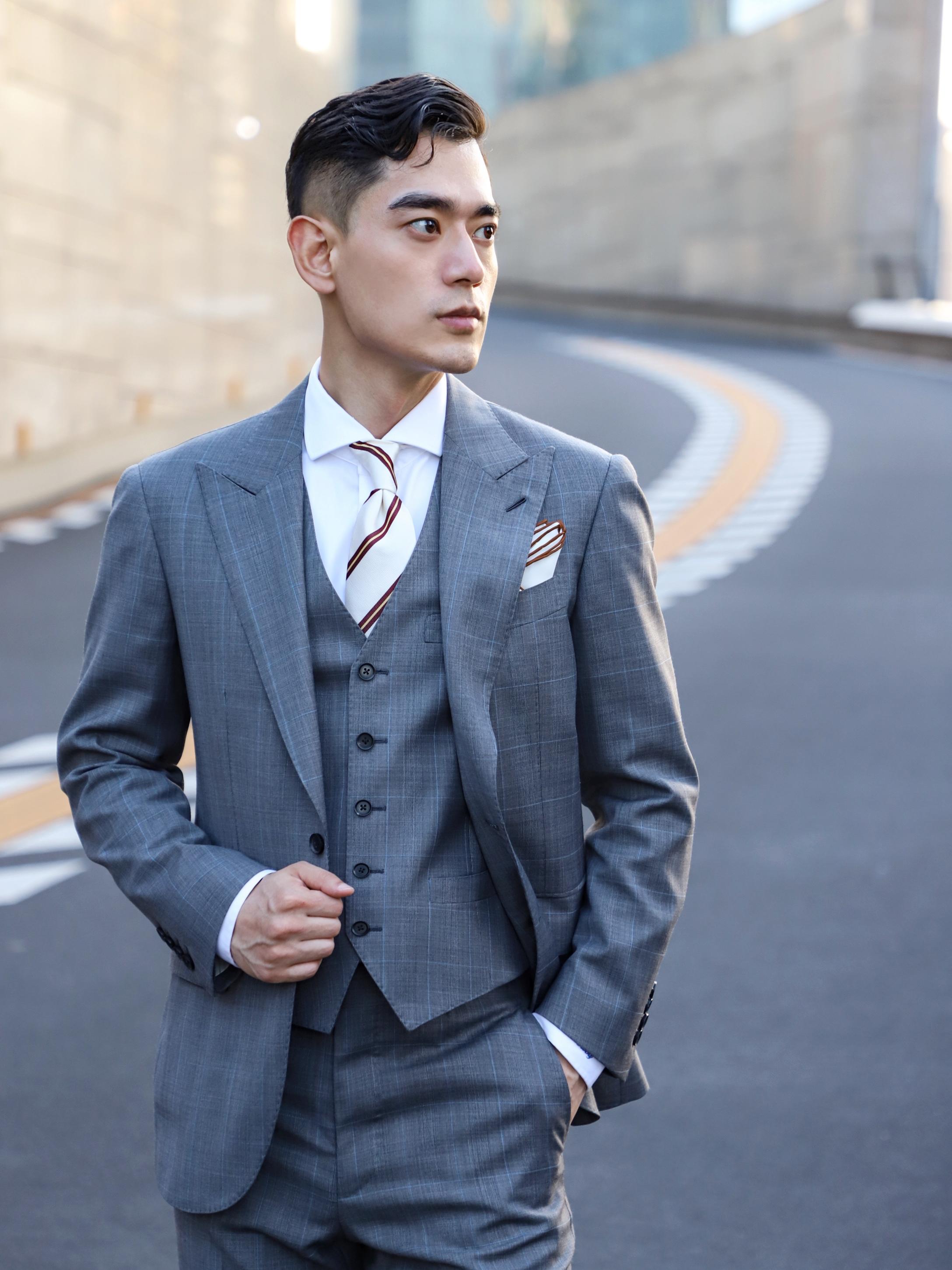 商务|婚礼灰色格纹西服租赁