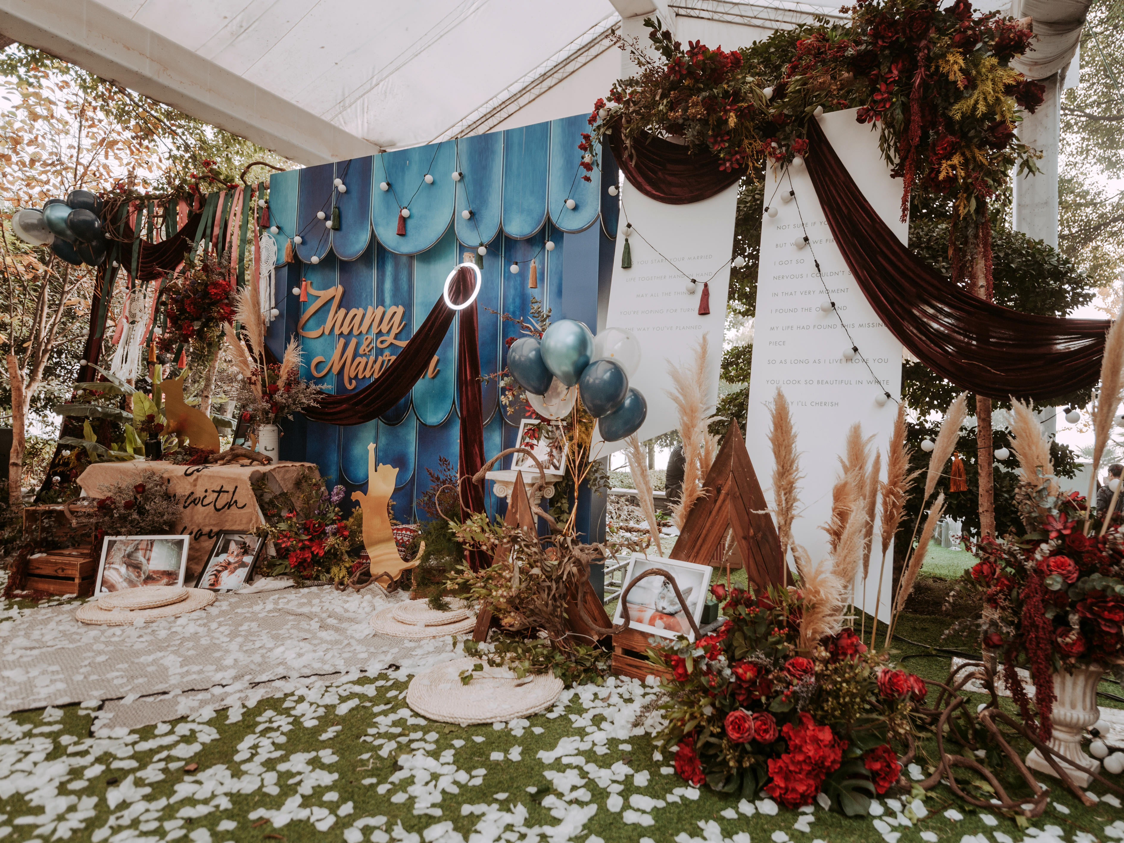 猫咪、复古蓝，一场精致的美式庄园婚礼