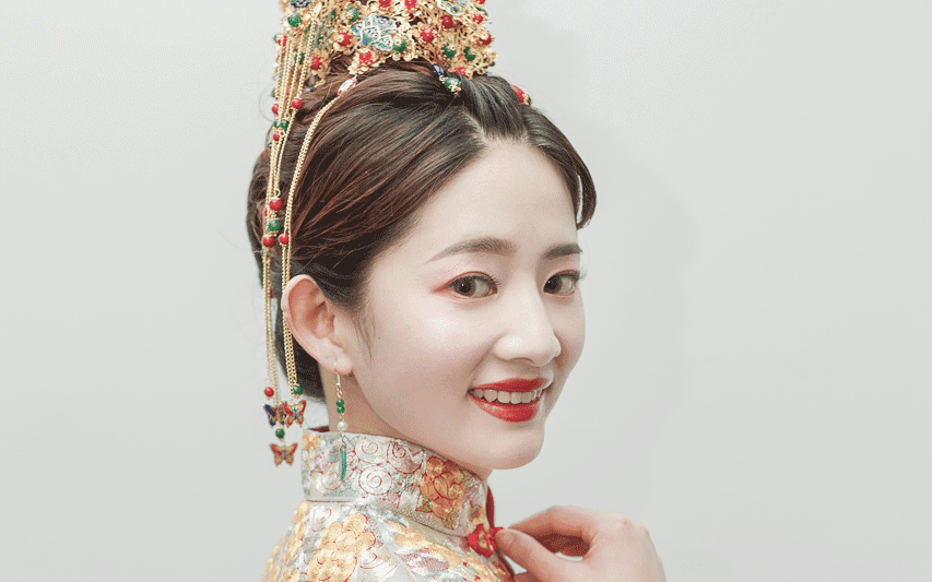 AK中式龙凤褂·造型作品 一抹淡雅红妆，演绎温润