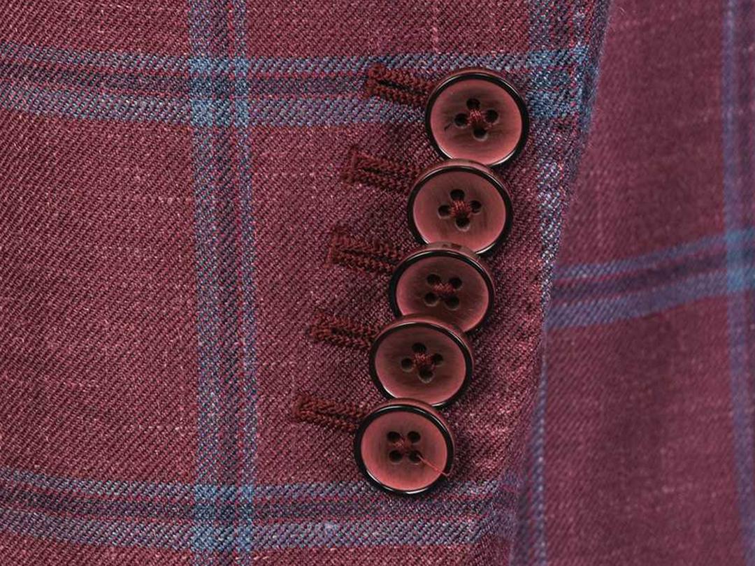 [伽品绅士]红色格纹西装套装五件套