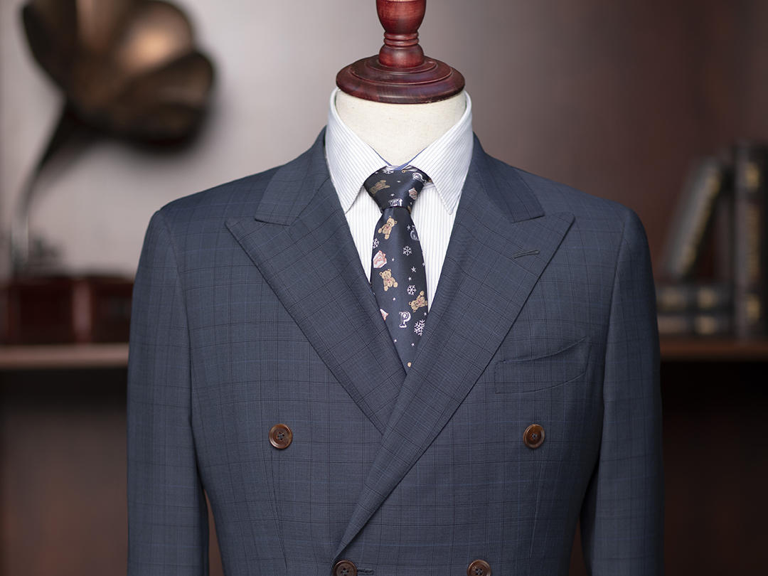 墨蓝色亲王格Super130‘S纯羊毛