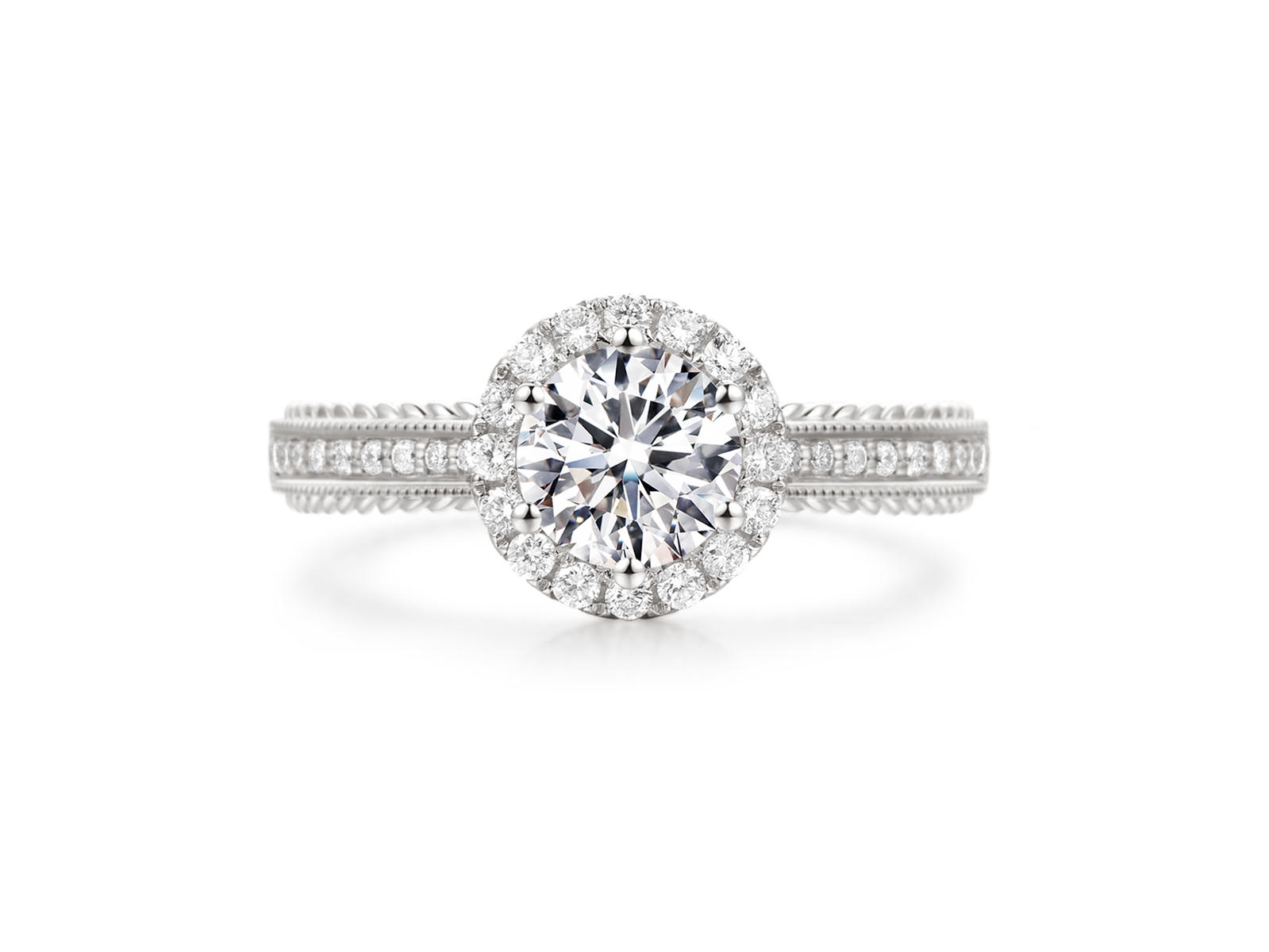 梵誓-莎翁情思 简约欧式滚珠K金/铂金订婚钻戒