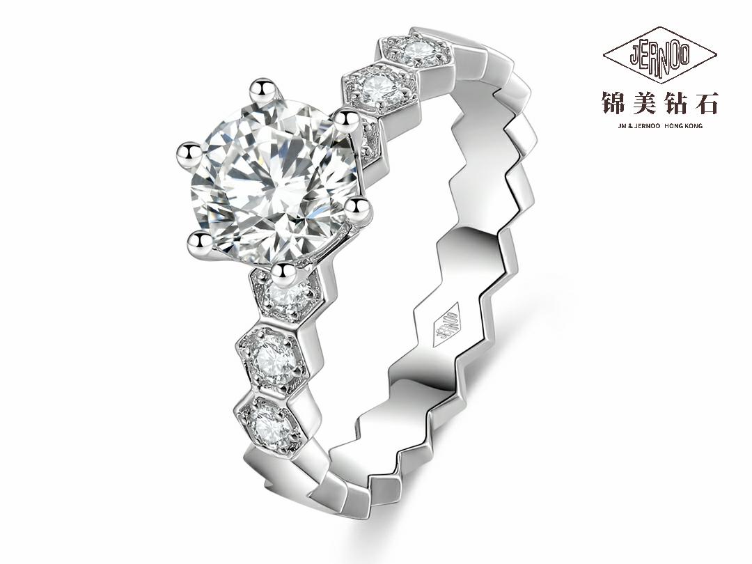 六爪蜂巢GIA50分圆形求婚钻戒