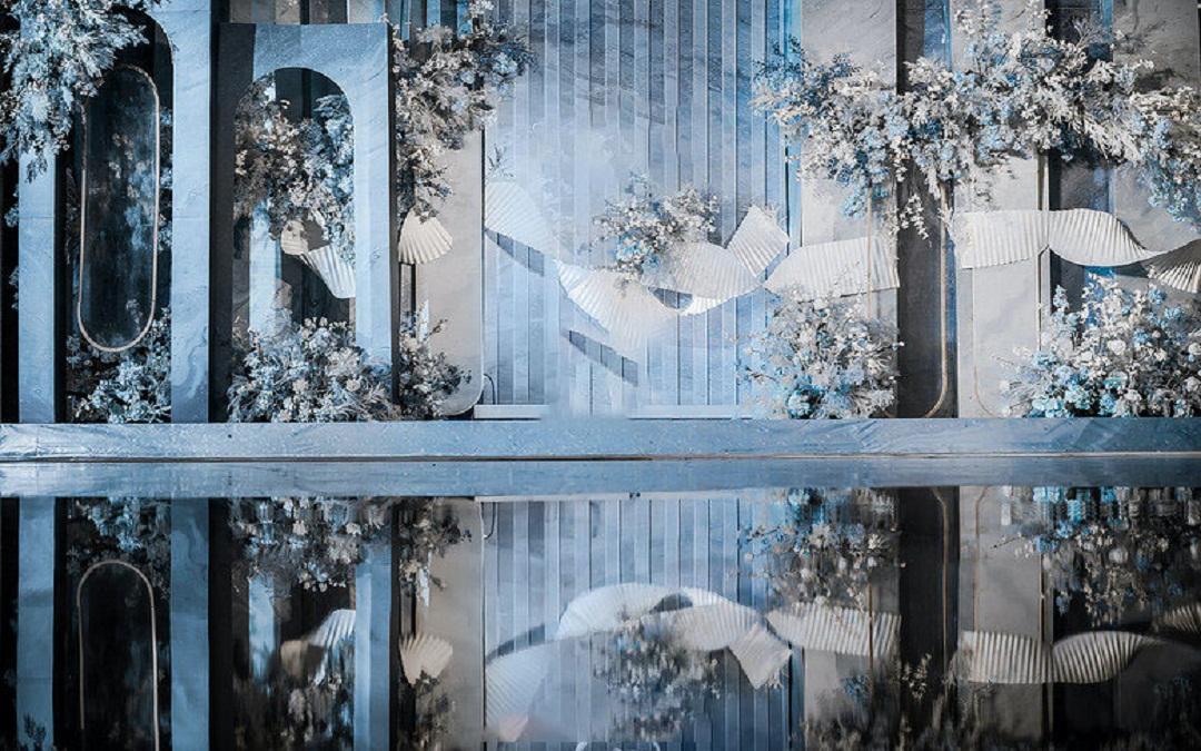 四M飘纱吊顶高性价定制香槟白大气定制婚礼