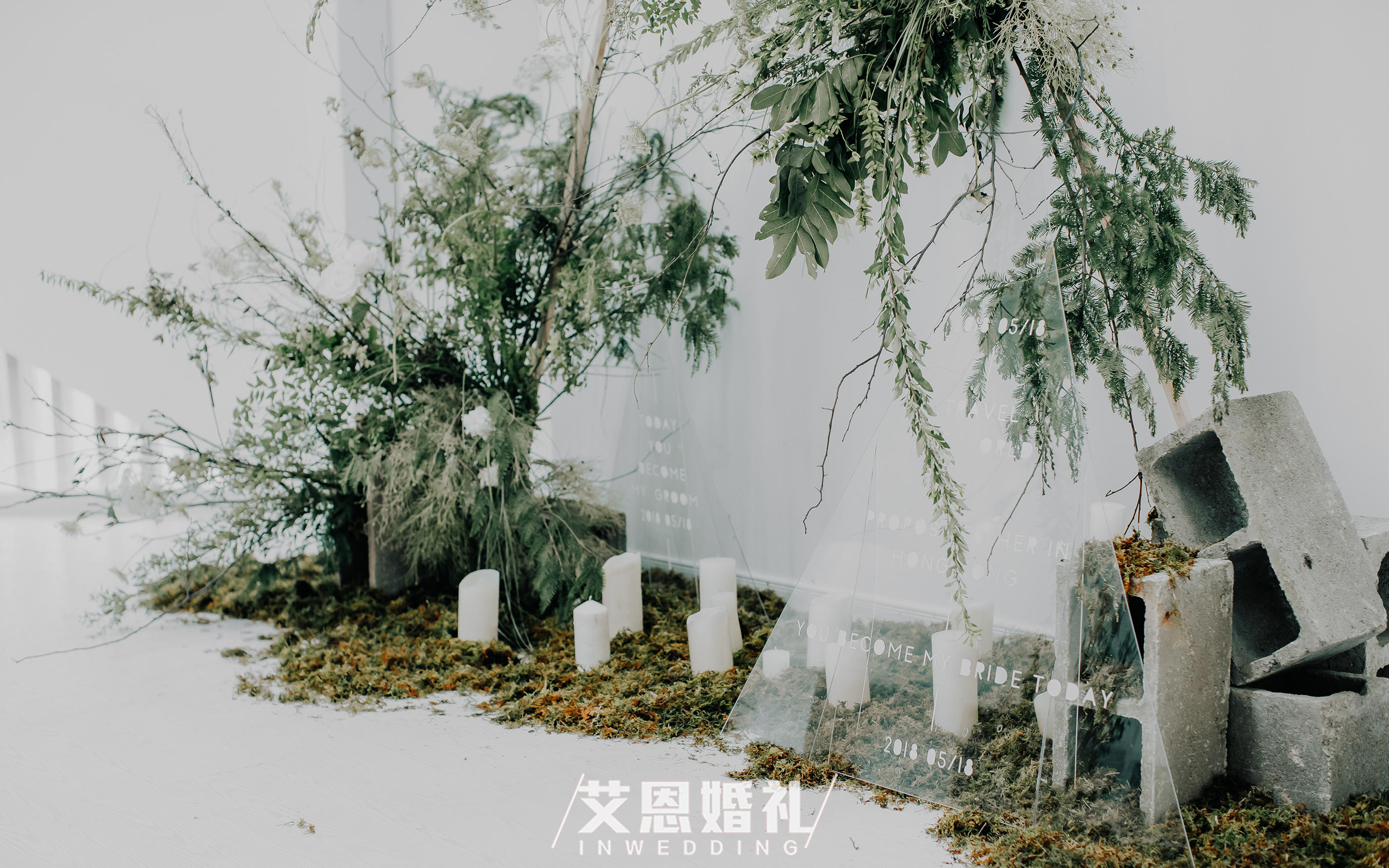 艾恩白绿清新湖边教堂婚礼