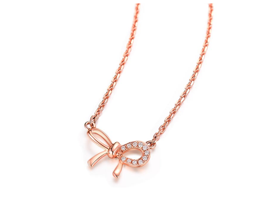 心悦 18k玫瑰金钻石套链