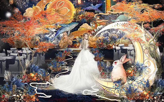 红金色时钟主题婚礼-造梦师