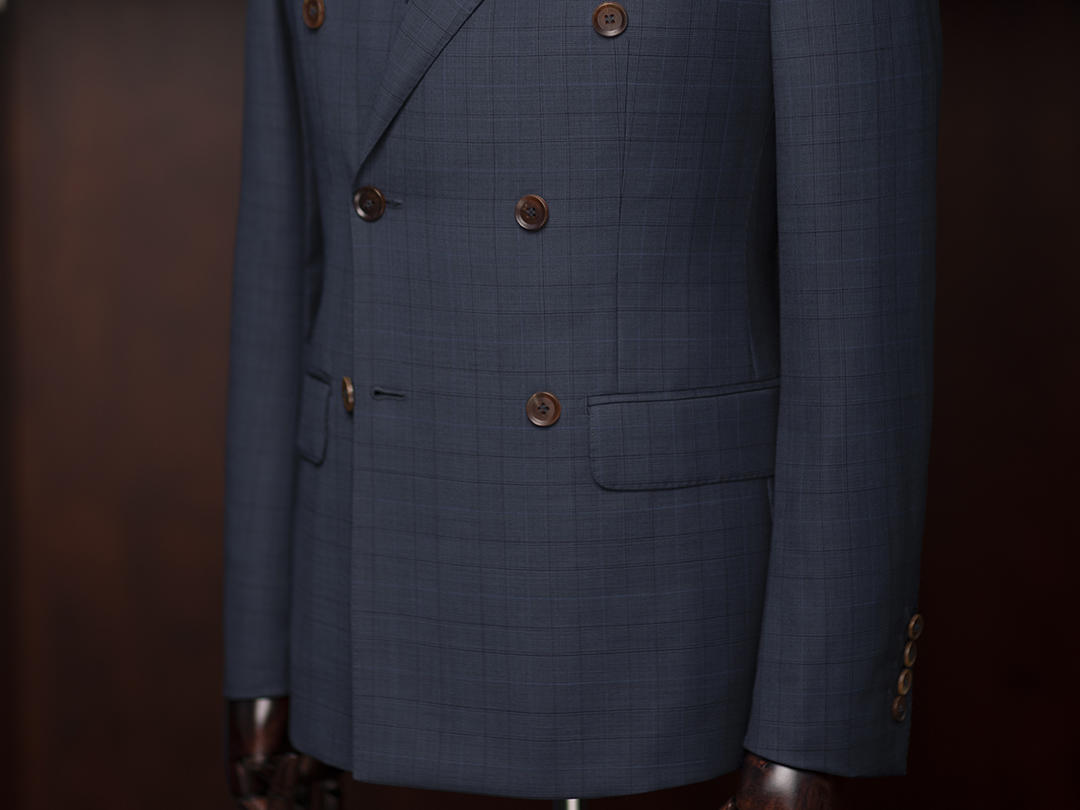 墨蓝色亲王格Super130‘S纯羊毛