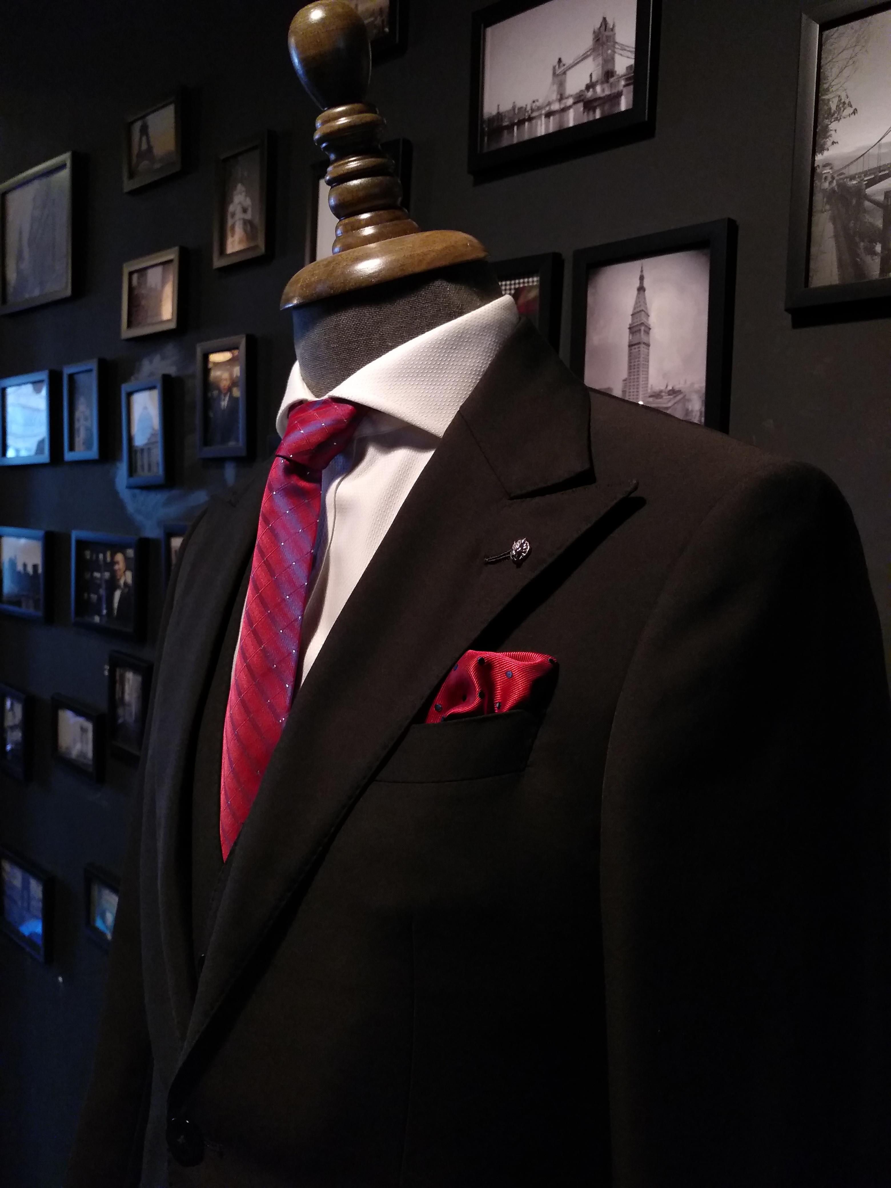 【父亲装租赁 新郎西服租赁】纯黑色戗驳头西服租赁