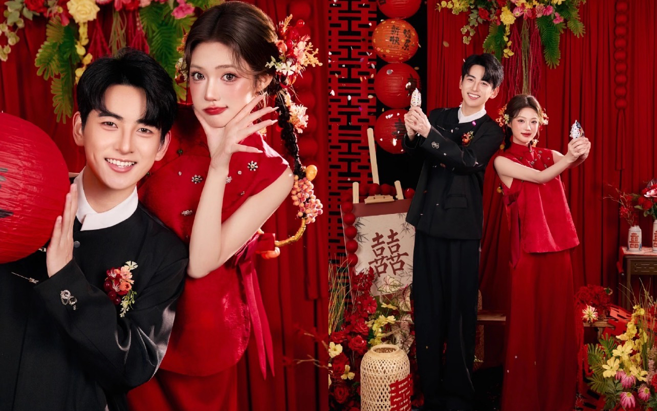 中式预制订婚照