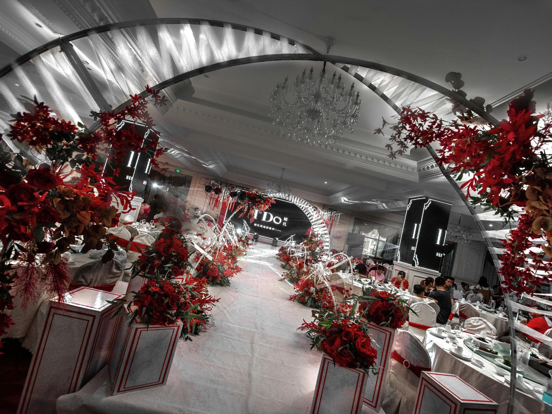 I DO婚礼-白红色简约风格
