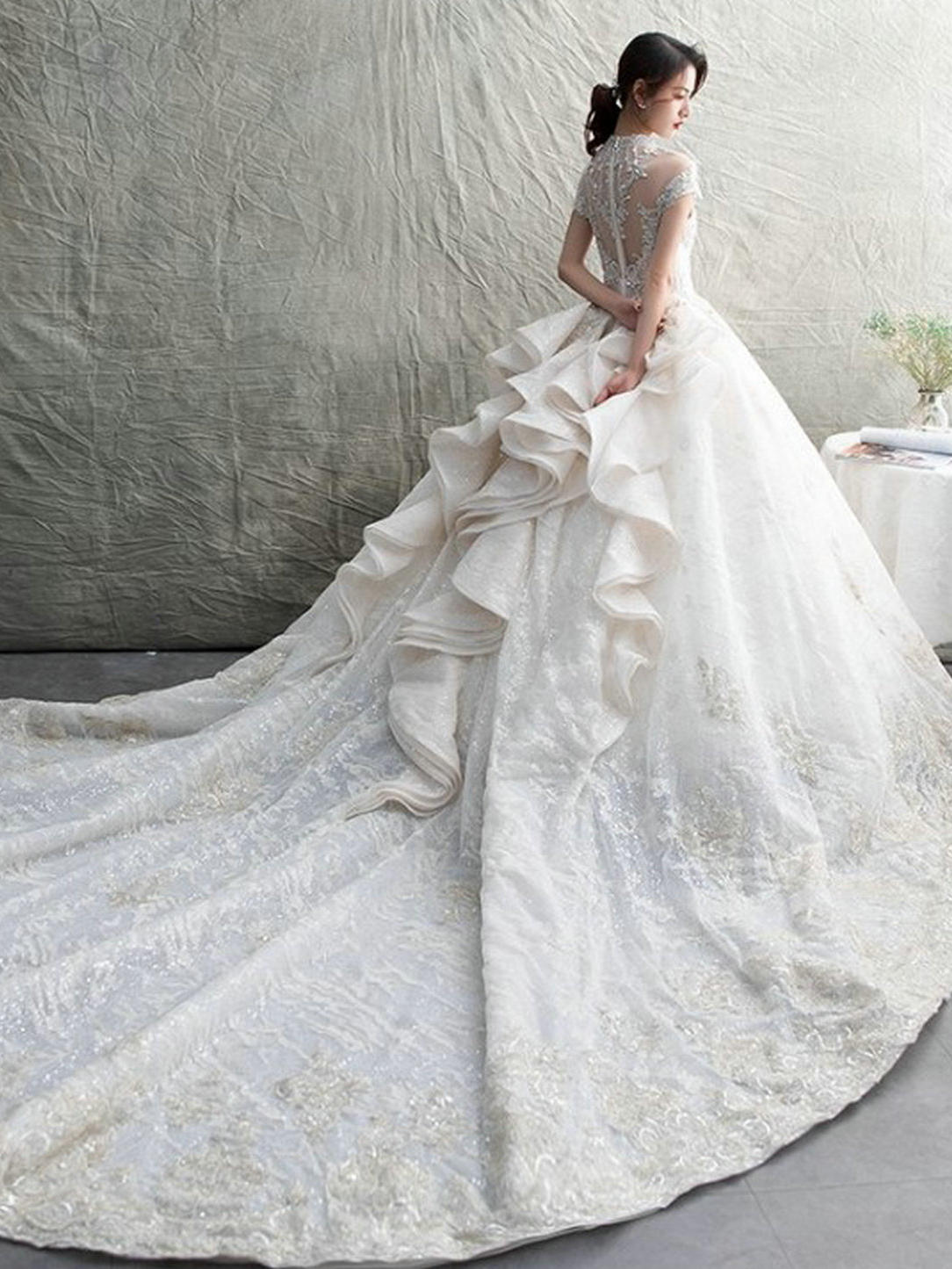 【区县包邮】奢华梦幻重工仪式纱+敬酒服伴娘服