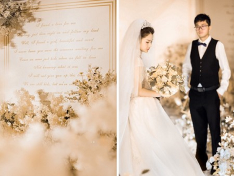 【唯爱婚礼】韩式白色香槟婚礼布置