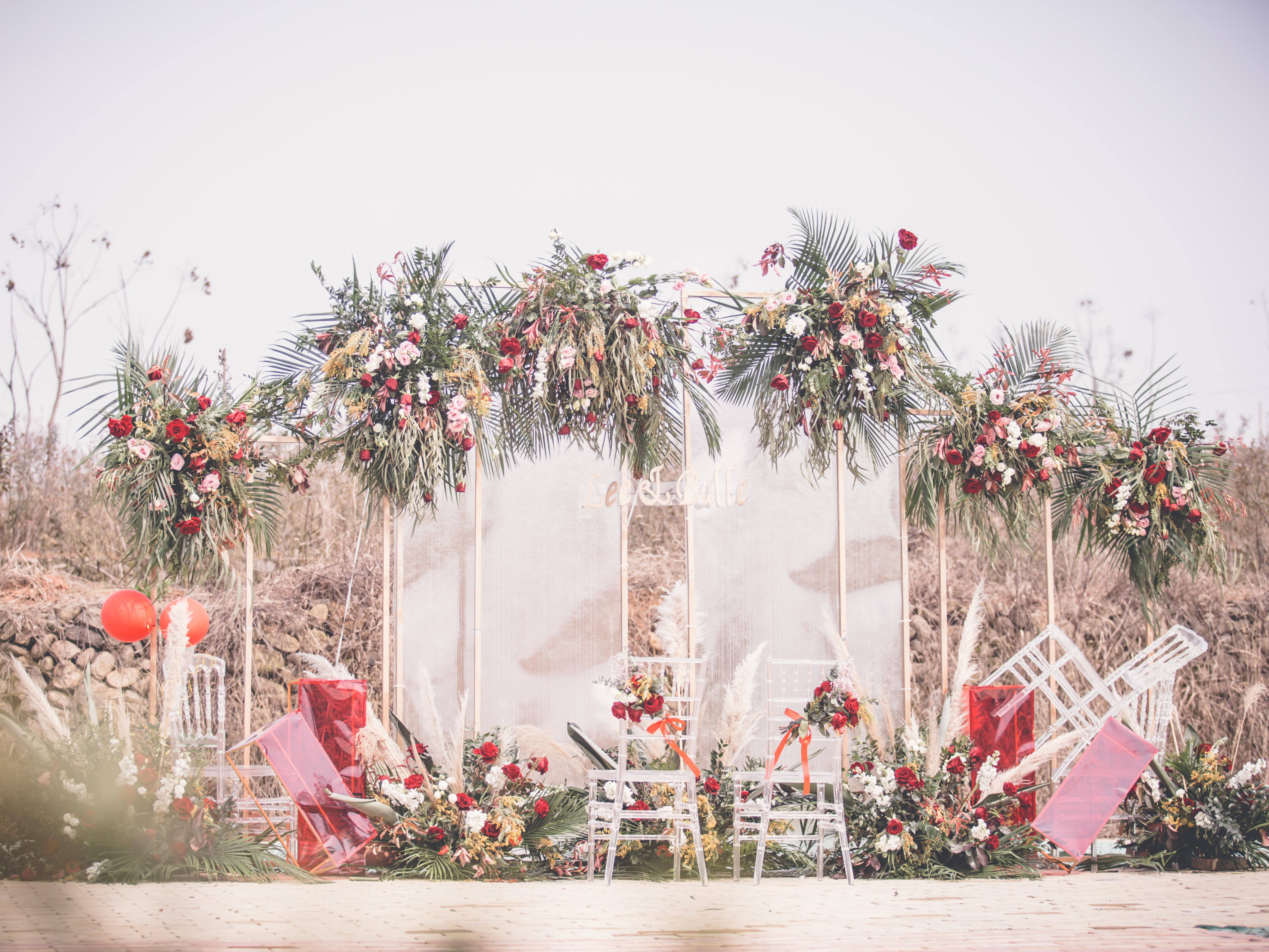 格林婚礼浆果色秋季户外婚礼