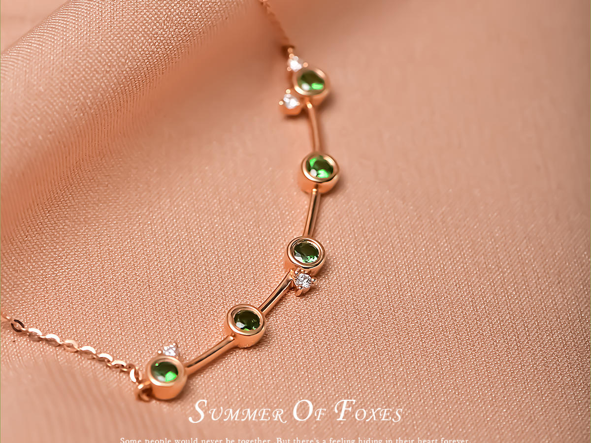 狐狸的夏天「绿缘」18K石榴石金锁骨链|生日礼物