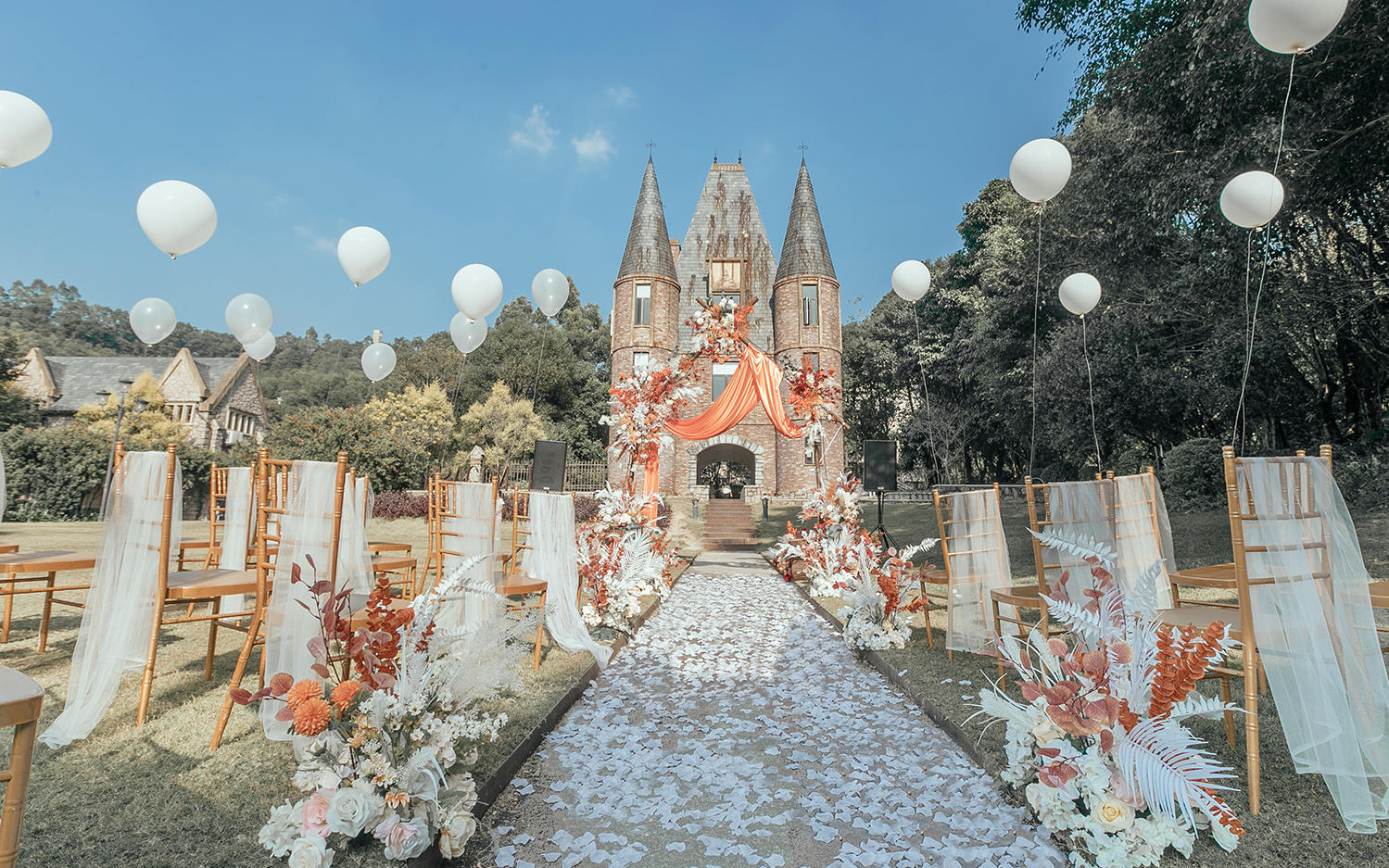 【秋】户外小清新城堡婚礼《橙白色户外》