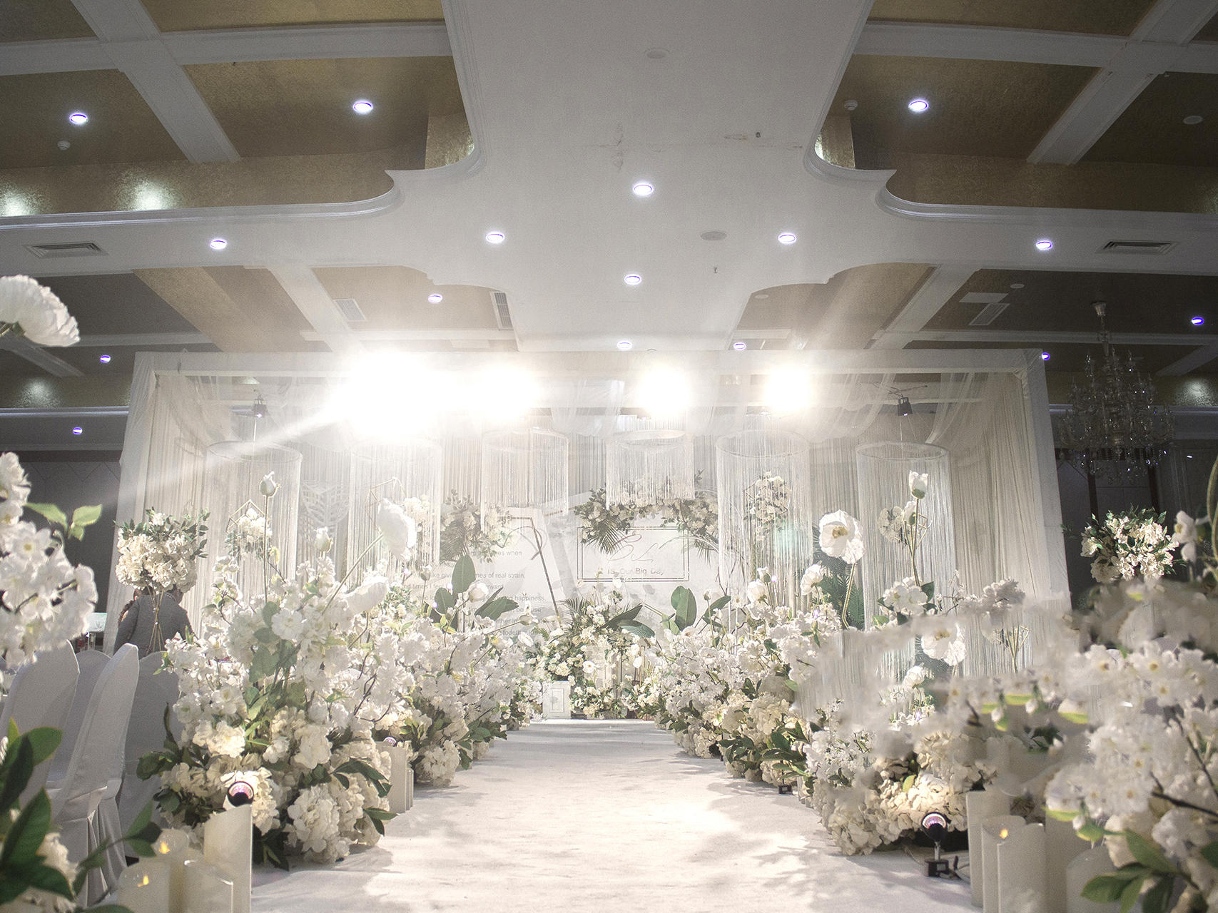 白色系婚礼  吊顶  超炫灯光