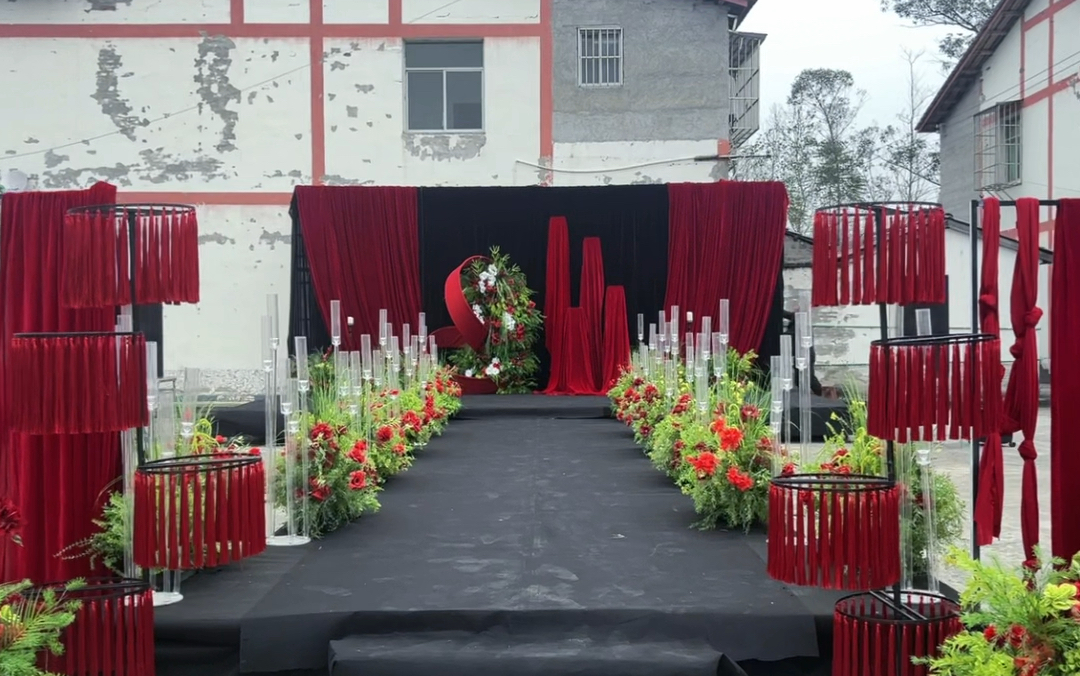 【国潮婚礼】农村布幔红黑系