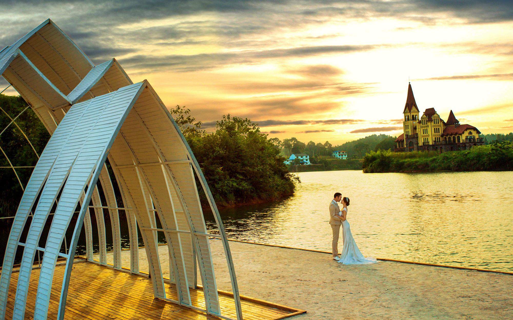黎香湖婚纱照图片