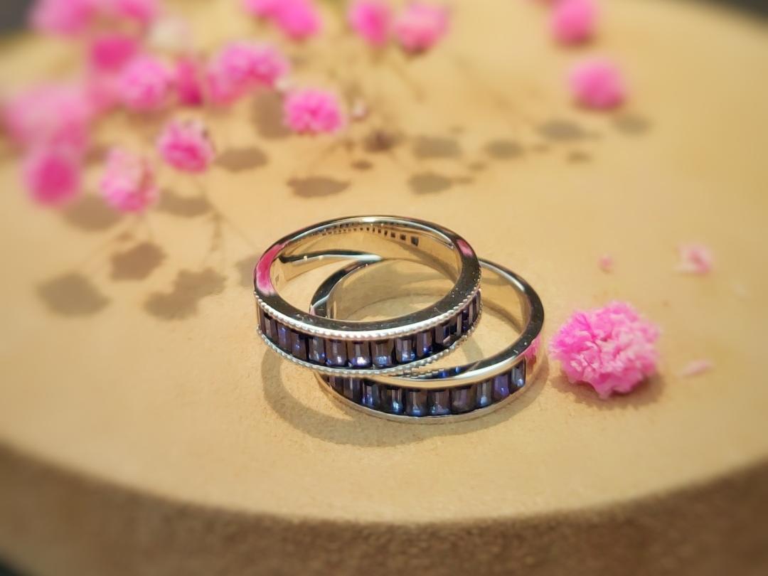 自然之美通用款蓝宝石对戒