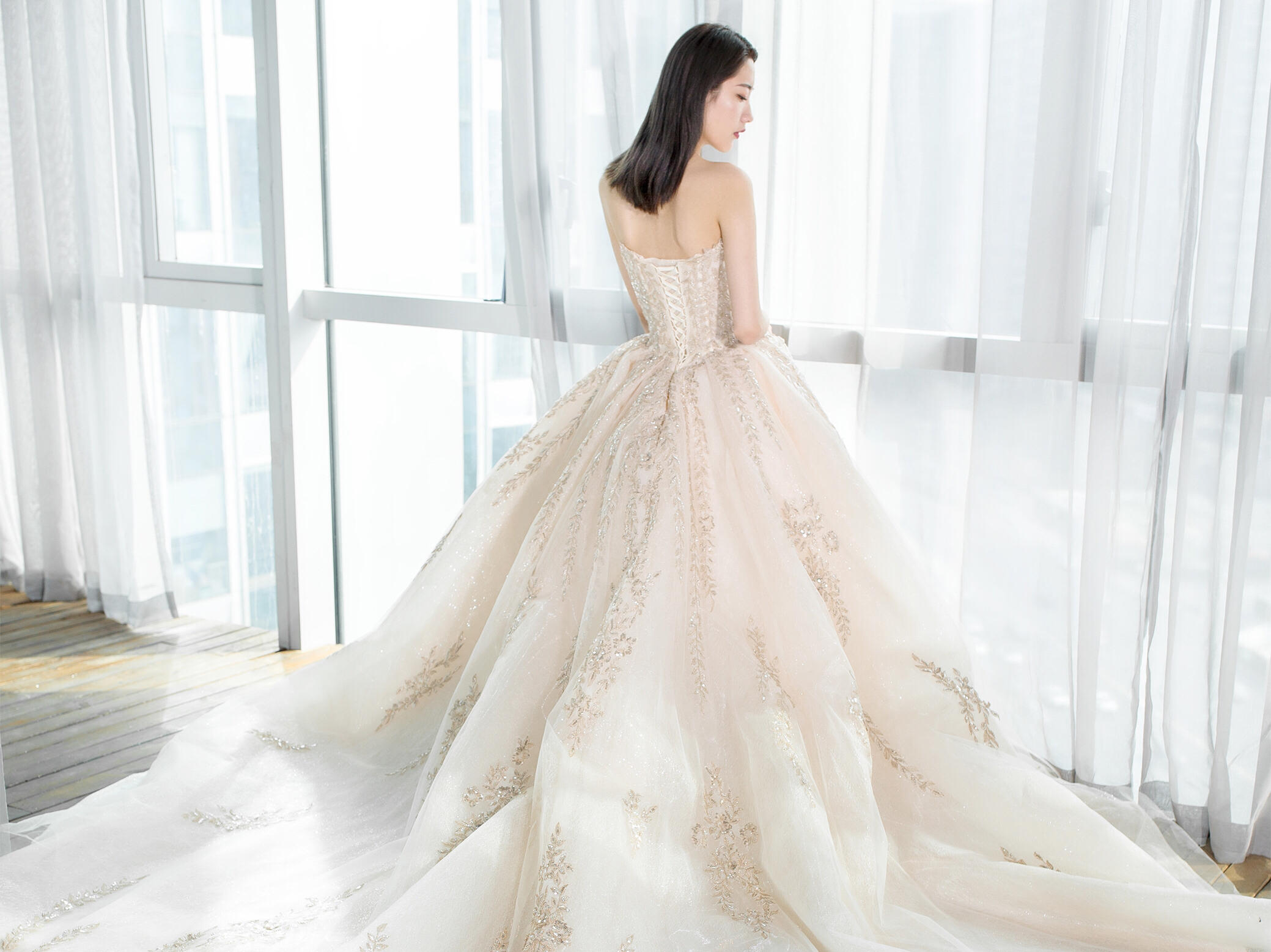 【Mint 薄荷】爆款三种穿法丨香槟色收腰仪式纱